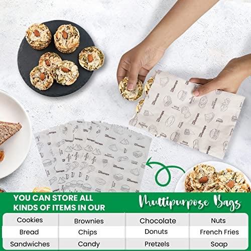 Oddy Uniwraps Multi-Purpose Paper Snack Bags with Sealing Stickers | Pack of 60 Bags, 8x5.5 Inch Each - Image 4