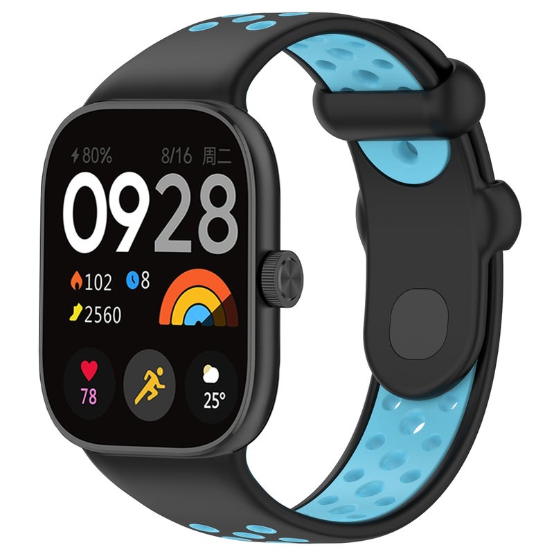 erorex For Redmi Watch 4 Two Color Silicone Sports Watch Band(Black Blue) - Image 1