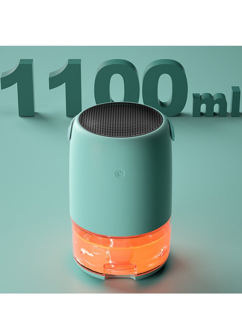 مزيل الرطوبة المنزلي 1100 مل مزيل الرطوبة 7 ألوان LED أضواء صامتة محمولة صغيرة مزيل الرطوبة لخزانة الحمام في غرفة النوم في الطابق السفلي (أبيض)