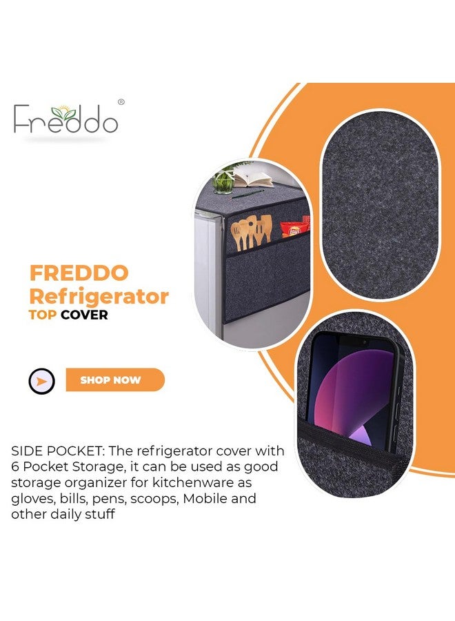 FREDDO غطاء ثلاجة/براد فريدو مع 5 جيوب و1 جيب صغير للهاتف المحمول (الجزء العلوي 29 × 22 بوصة)، لون أسود، عبوة من قطعة واحدة - Image 5
