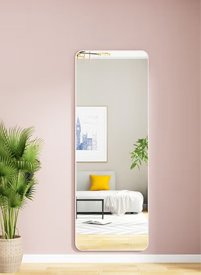 Taimi Rectangular Mirror 120x30cm with Rounded Edges, Full Length Mirror with Metal Frame, Floor Mirror, Wall Mirror Hanging or Tilt for Living Room, Bedroom, Entryway White - Image 4
