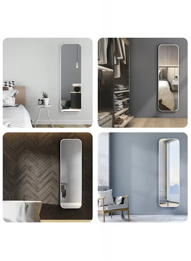 Taimi Rectangular Mirror 120x30cm with Rounded Edges, Full Length Mirror with Metal Frame, Floor Mirror, Wall Mirror Hanging or Tilt for Living Room, Bedroom, Entryway White - Image 5