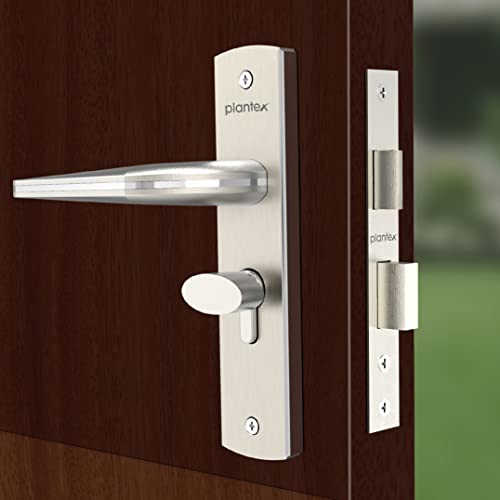 Plantex Heavy-Duty Door Lock Set - Main Door Lock Handle Set/ 6-Lever Lock Mechanism with 3 Years of Warranty/Mortise Lock with 3 Keys, Brass Lock Body & Cylinder(8077 - Chrome & Matt) - Image 3