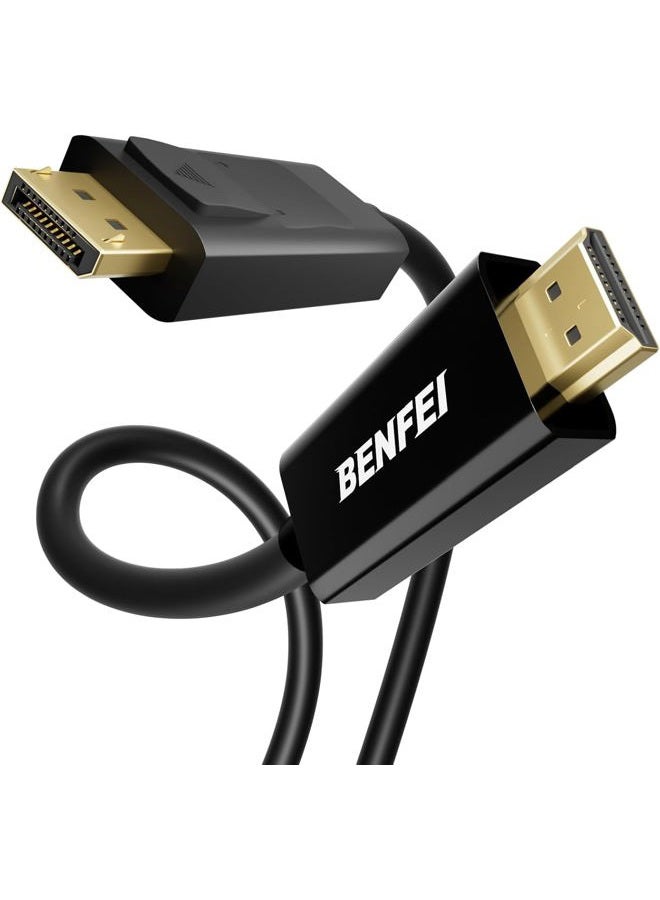 Benfei DisplayPort to HDMI 6 Feet Cable, DisplayPort to HDMI Male to Male Adapter Gold-Plated Cord for Lenovo, HP, ASUS, Dell and Other Brand 000096black - Image 1