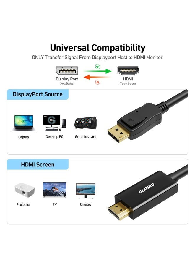 Benfei DisplayPort to HDMI 6 Feet Cable, DisplayPort to HDMI Male to Male Adapter Gold-Plated Cord for Lenovo, HP, ASUS, Dell and Other Brand 000096black - Image 3