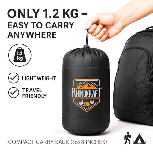 RhinoKraft Camping Sleeping Bag - 3 Season Warm & Cool Weather - Summer, Spring, Winter, Lightweight, for Adults & Kids - Camping Gear Equipment, Traveling and Outdoors - Image 3