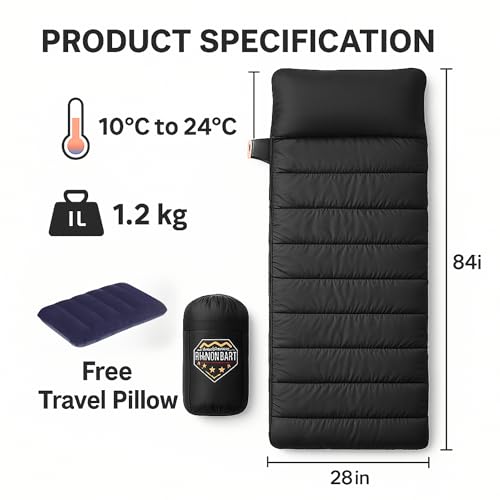 RhinoKraft Camping Sleeping Bag - 3 Season Warm & Cool Weather - Summer, Spring, Winter, Lightweight, for Adults & Kids - Camping Gear Equipment, Traveling and Outdoors - Image 2