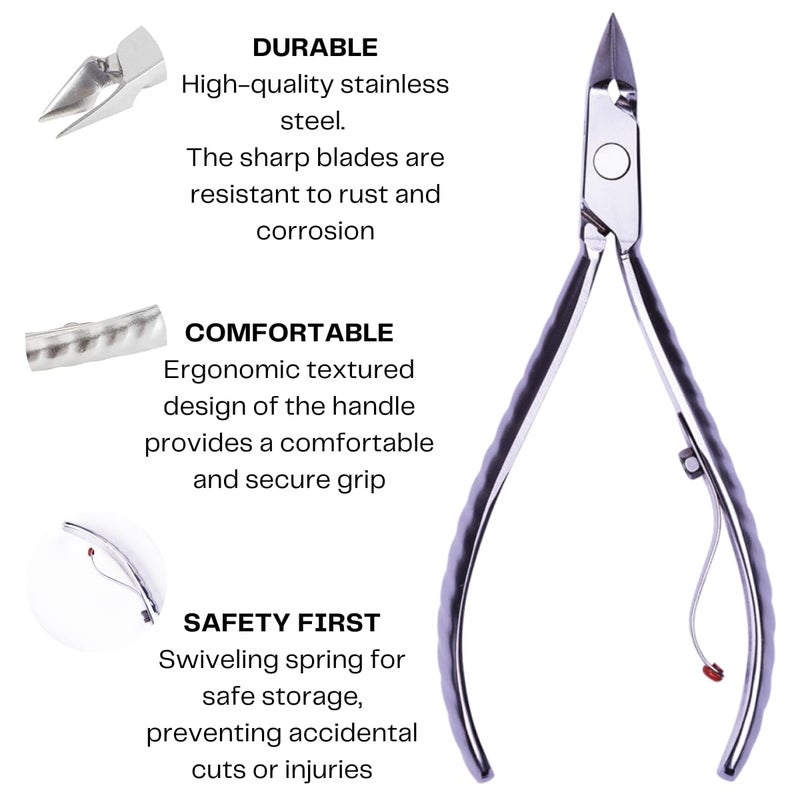 Mundial Nail Care 3 Piece Set - Professional Stainless Steel Cuticle Nippers with Double Nail Spatula and Pusher, Manicure, and Pedicure Trimmer Kit - Image 2