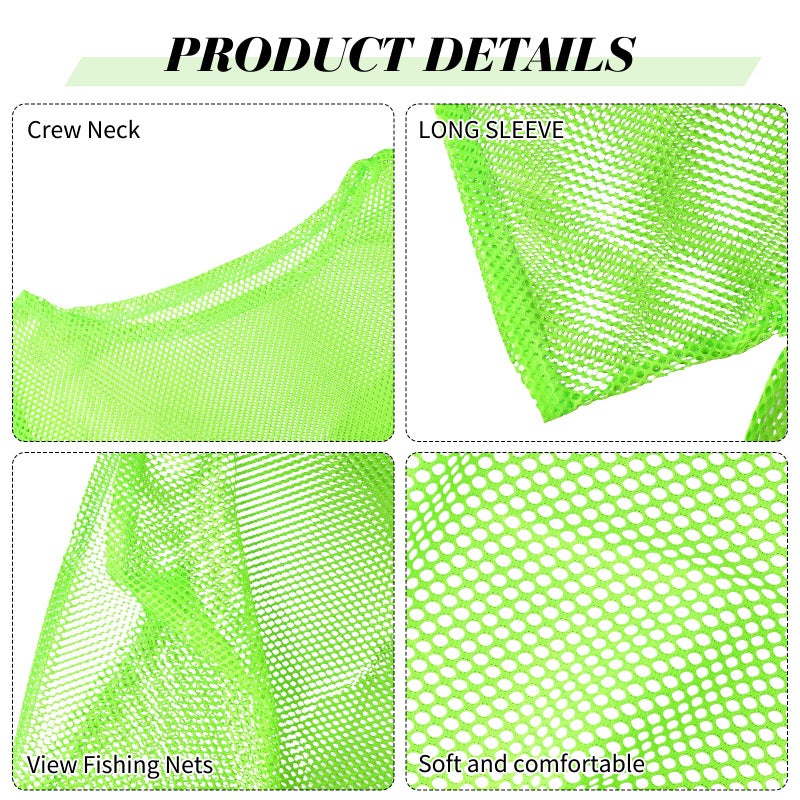 PKRFCJ 80s Neon Shirts for Women, Fishnet Top, Casual Neon Clothes, Off-Shoulder T-Shirt, Suitable for Masquerade Disco Party (Green) - Image 5