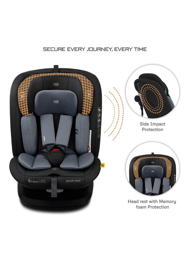 Neobreez I-VILO 360° Rotatable ISOFIX All-in-1 Convertible Baby Toddler Kids Child Car Seat,I-Size ECER129, Recline&Adjustable, Side Impact Protection,0-12Yrs,0-36Kg),Group 0+/1/2/3-Black Grey - Image 2