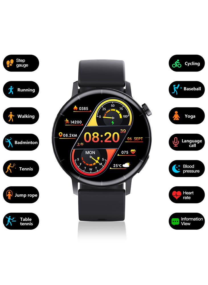 تشوميل ساعة ذكية F22R 1.35 غير جراحية لسكر الدم سيري اتصال صوتي 50 وضعًا رياضيًا متعددًا - Image 3