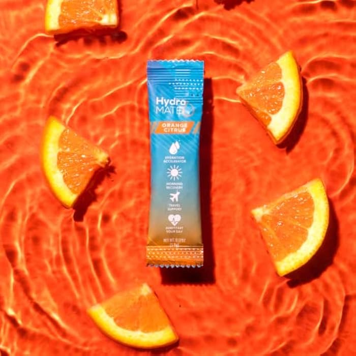 HydroMATE Electrolytes Powder with Low Sugar - 16 Instant Hydration Packets with Vitamin C Orange to Boost Energy - Low Sugar Electrolytes Powder Packets to Support Hydration for Fast Party Recovery - Image 5