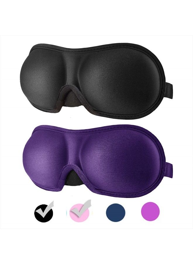 REEBENT 3D Eye mask for Sleeping,Machine Washable, Sleep Mask for Women, Blinder Blindfold Airplane (Black+Purple) - Image 1
