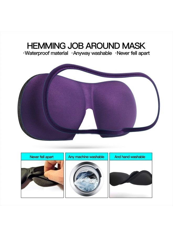 REEBENT 3D Eye mask for Sleeping,Machine Washable, Sleep Mask for Women, Blinder Blindfold Airplane (Black+Purple) - Image 5