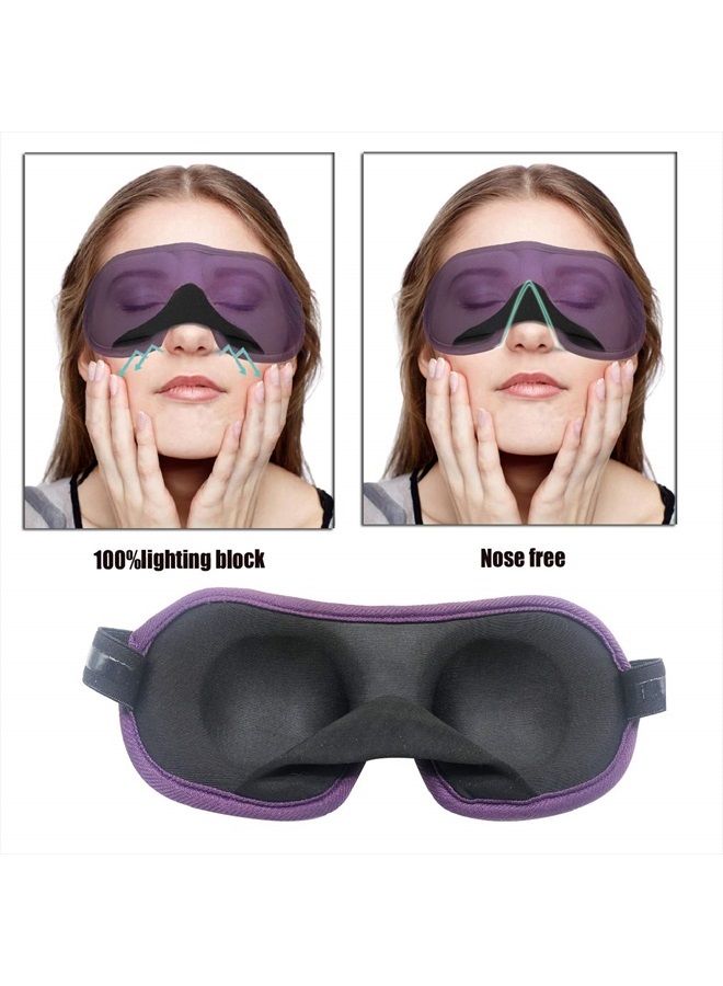 REEBENT 3D Eye mask for Sleeping,Machine Washable, Sleep Mask for Women, Blinder Blindfold Airplane (Black+Purple) - Image 2