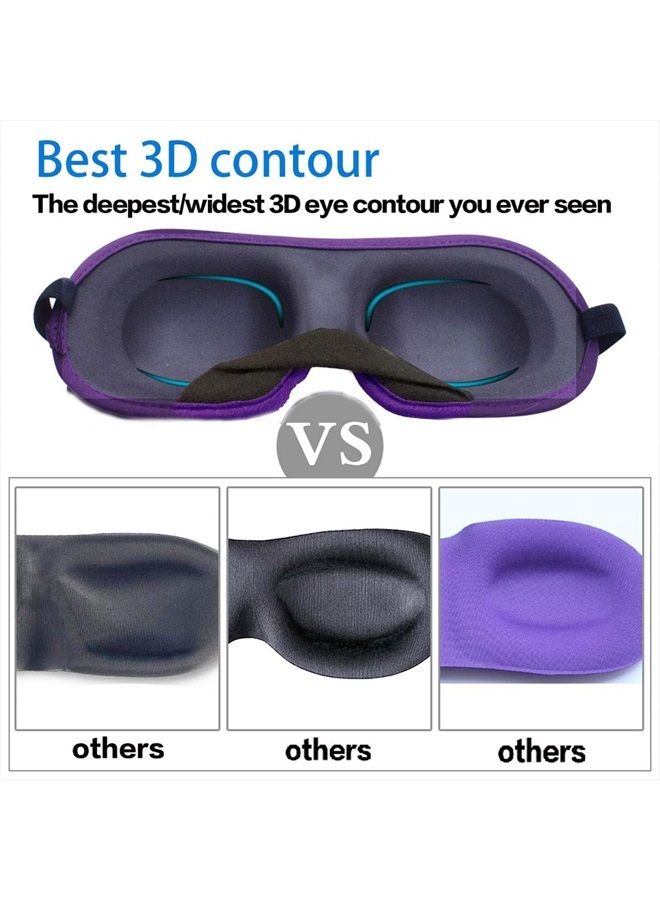 REEBENT 3D Eye mask for Sleeping,Machine Washable, Sleep Mask for Women, Blinder Blindfold Airplane (Black+Purple) - Image 3
