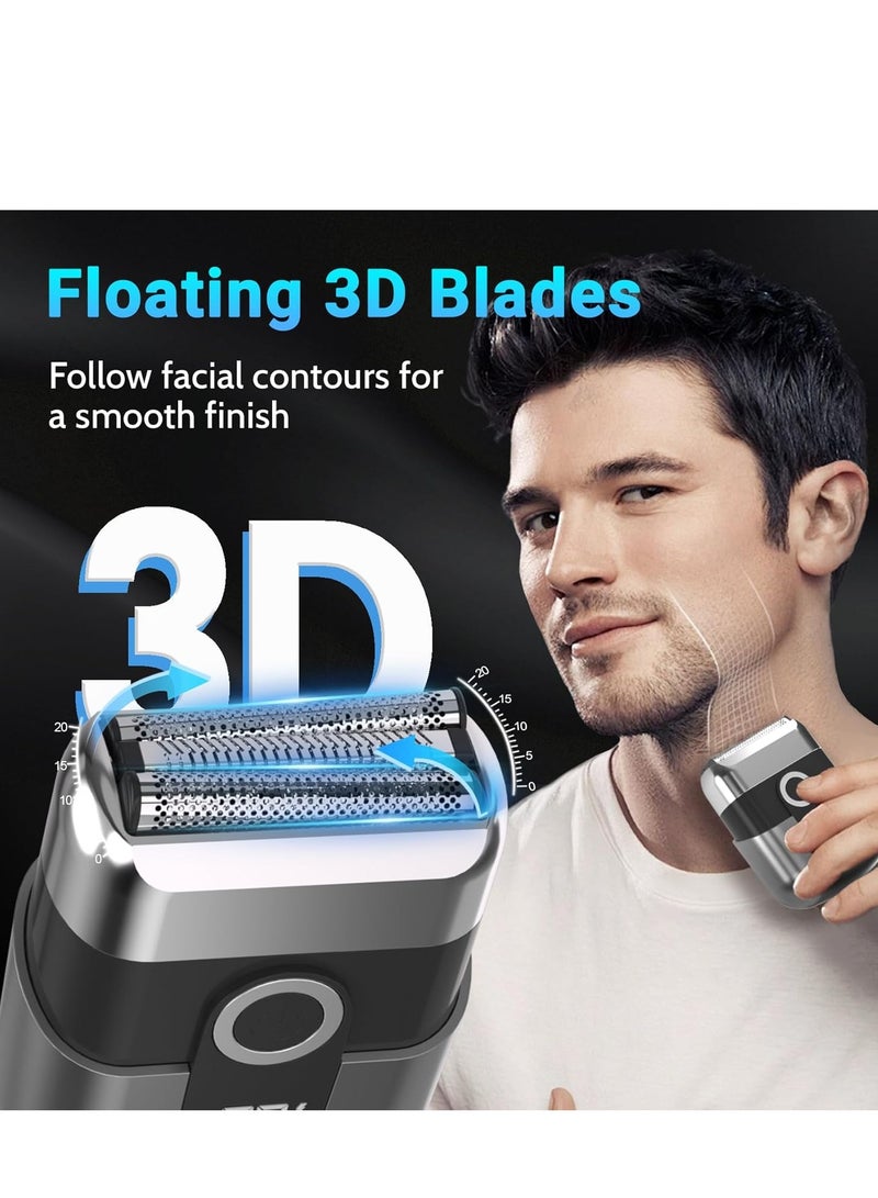 بابونا ماكينة حلاقة كهربائية محمولة للرجال – مقاومة للماء IPX7، جافة ورطبة، بشاشة LED، شحن سريع USB-C، ماكينة حلاقة للسفر (رمادي معدني) - Image 2