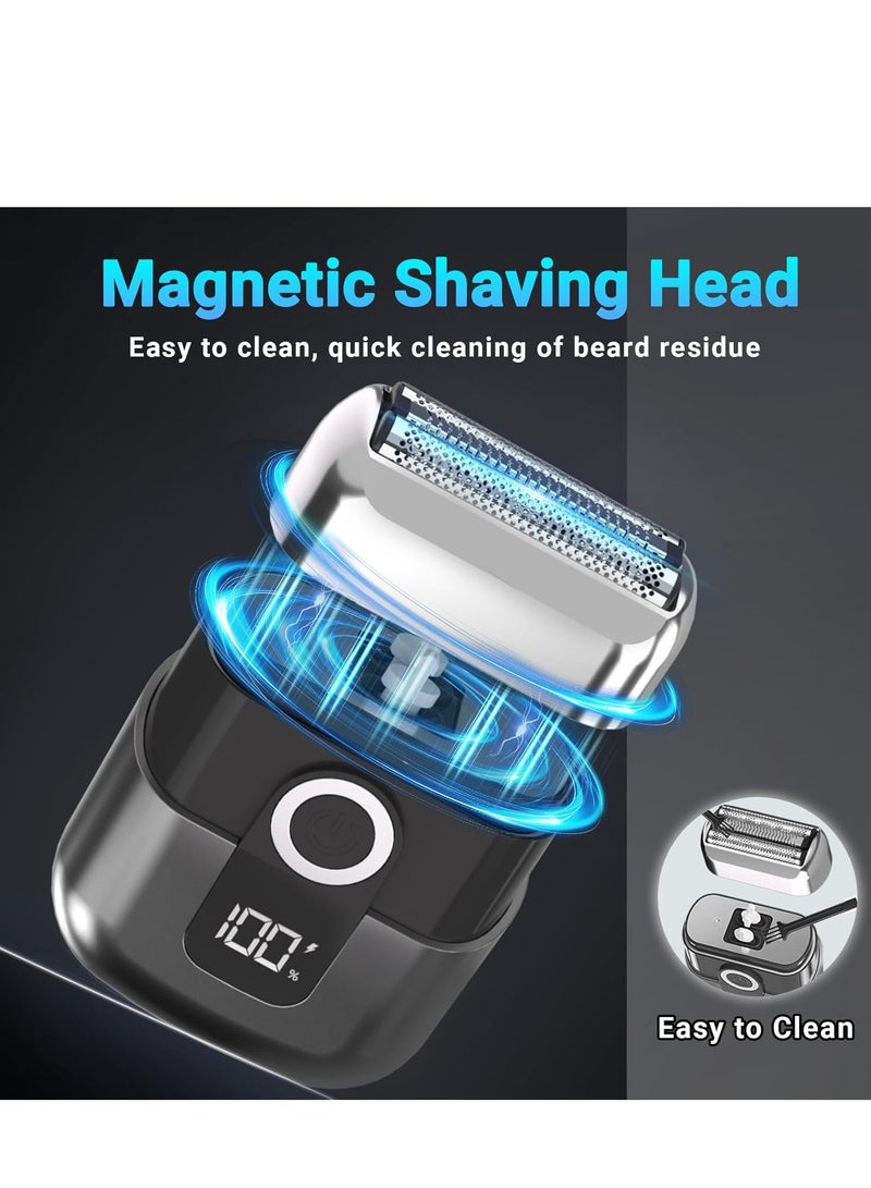 بابونا ماكينة حلاقة كهربائية محمولة للرجال – مقاومة للماء IPX7، جافة ورطبة، بشاشة LED، شحن سريع USB-C، ماكينة حلاقة للسفر (رمادي معدني) - Image 4