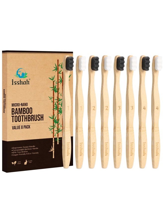 Isshah Extra Soft Bamboo Toothbrush, Micro Nano 20,000 Bristles Toothbrushes for Sensitive Gum, FSC Certified and PETA Approved, Pack of 8 - Image 1