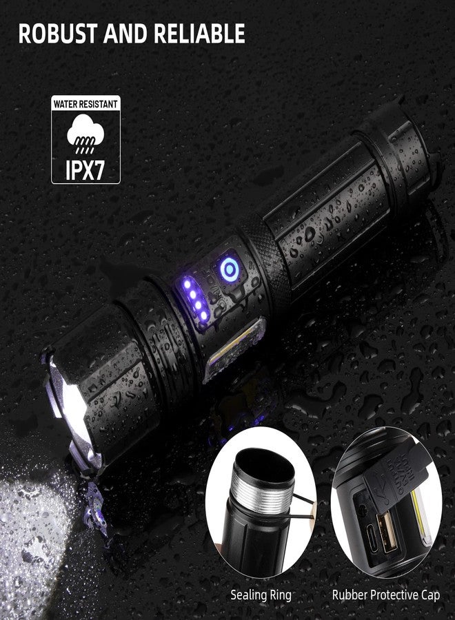 azamine Flashlights High Lumens Rechargeable - 990000 Lumen Super Bright LED Flashlight 7 Modes with COB Work Light, IPX7 Waterproof Handheld Flash Light for Home, Camping, Hiking - Image 5