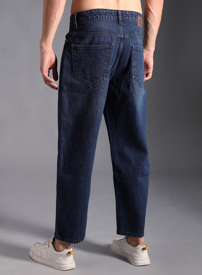HIGH STAR Mid Rise Relaxed Fit Jeans with Whisker Detail by Styli - Image 2