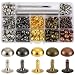 YORANYO 150 Sets 12x6mm Round Dome Leather Rivets Studs for Clothing Purse Feet for Handbags Studs and Spikes with Hole Punch and Mushroom Rivets Setter for Shoes Bags Belts Dog Collars Leather Craft - Image 2