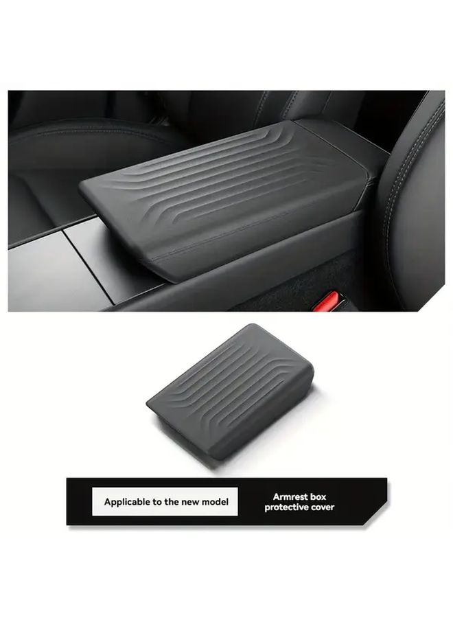 Black TPE Armrest Cover Protector For Refreshed Model Y Console Accessories - Image 1