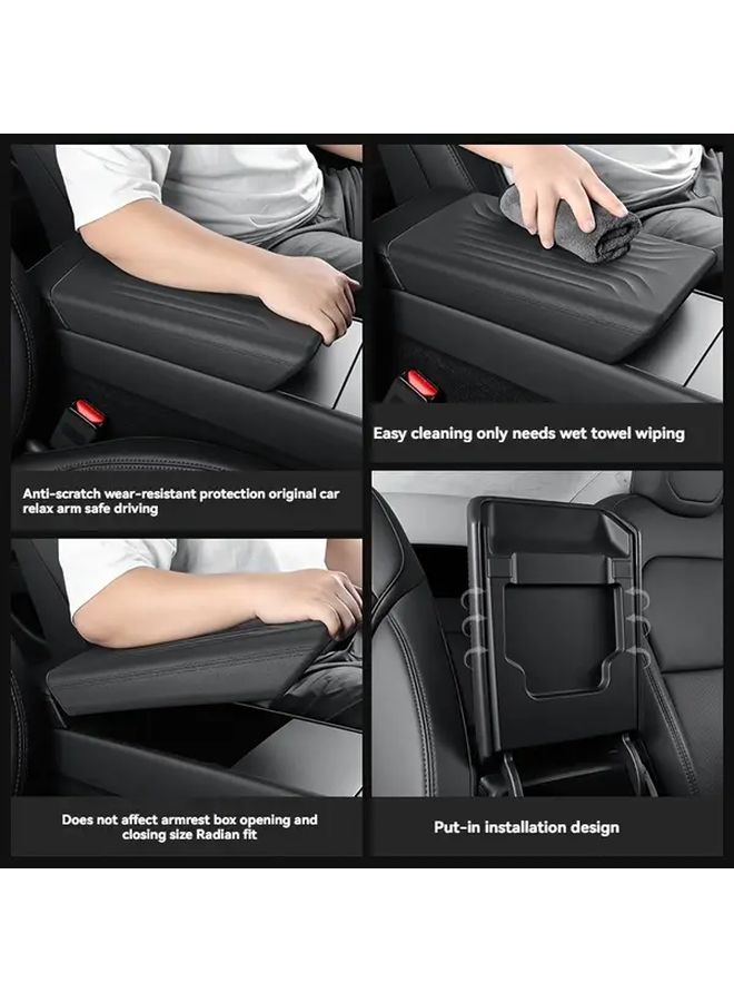 Black TPE Armrest Cover Protector For Refreshed Model Y Console Accessories - Image 4