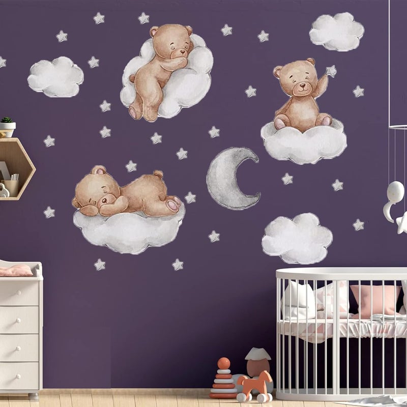 BPA Teddy Bear Sleeping on The Moon Wall Stickers - Image 1