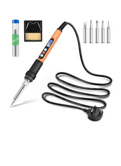 Soldering Iron Kit Electric Soldering Iron 90W Welding Tools Adjustable Temperature 180-480℃ Soldering Kit Digital Portable Solder Iron Kit with 5 Solder Tips Solder Wire Mini Stand