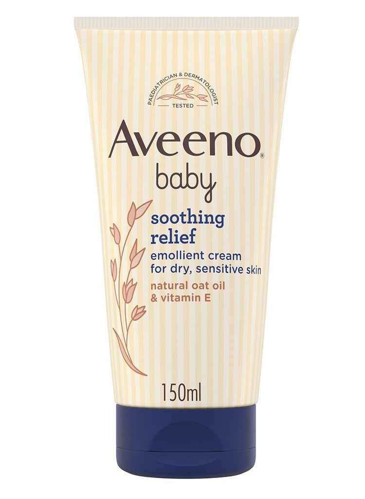 Aveeno Baby Soothing Relief Emollient Cream for Dry Sensitive Skin with Natural Oat oil and Vitamin E 150 ml - Image 1