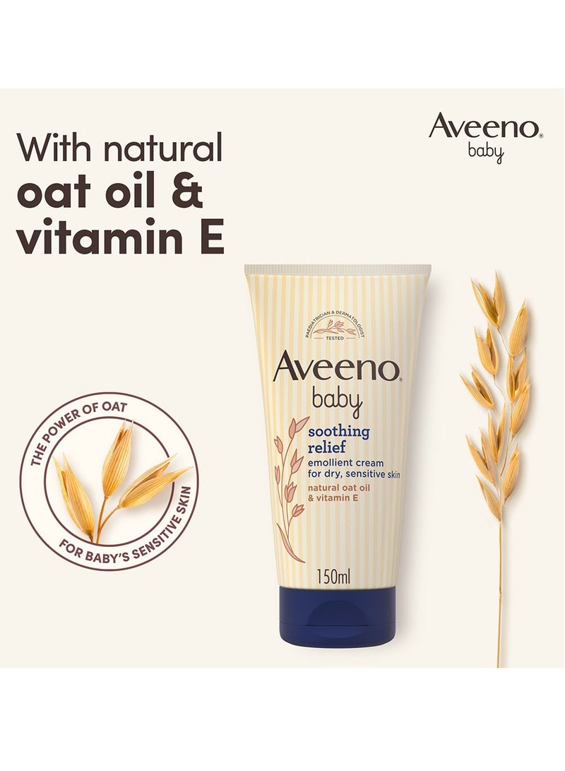 Aveeno Baby Soothing Relief Emollient Cream for Dry Sensitive Skin with Natural Oat oil and Vitamin E 150 ml - Image 2
