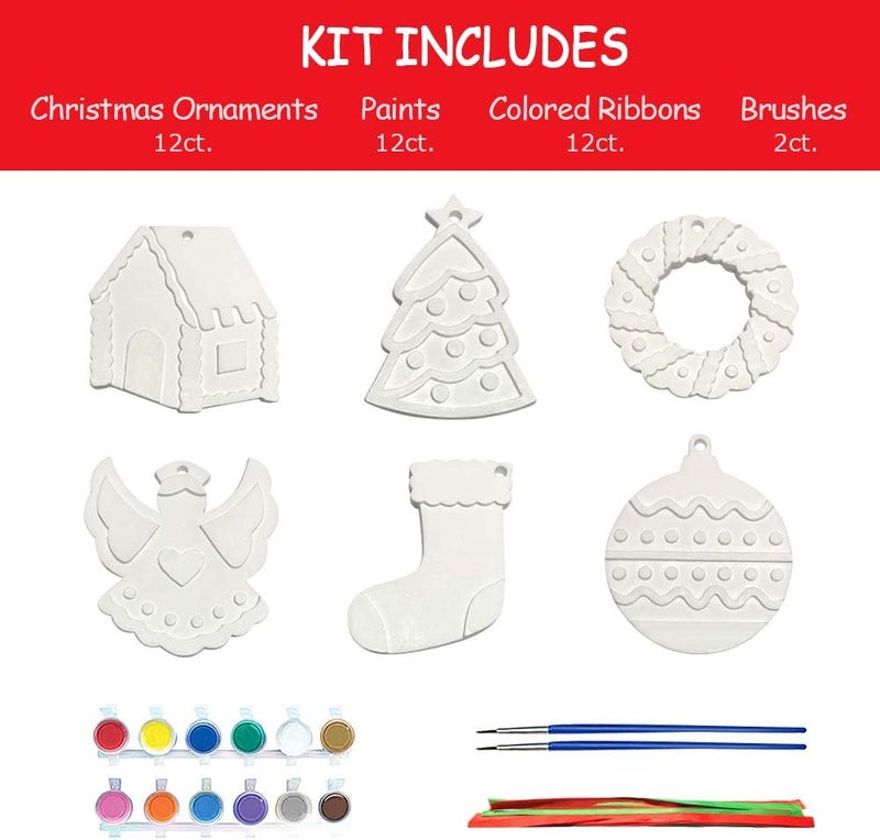 ORIENTAL CHERRY Christmas Crafts for Kids - DIY Christmas Tree Decorations Resin Ornaments Kits (Includes Paints Brushes) - Stocking Stuffers DIY Xmas Ornaments for Kids Toddlers Girls Boys Ages 3-5 4-8 8-12 - Image 2