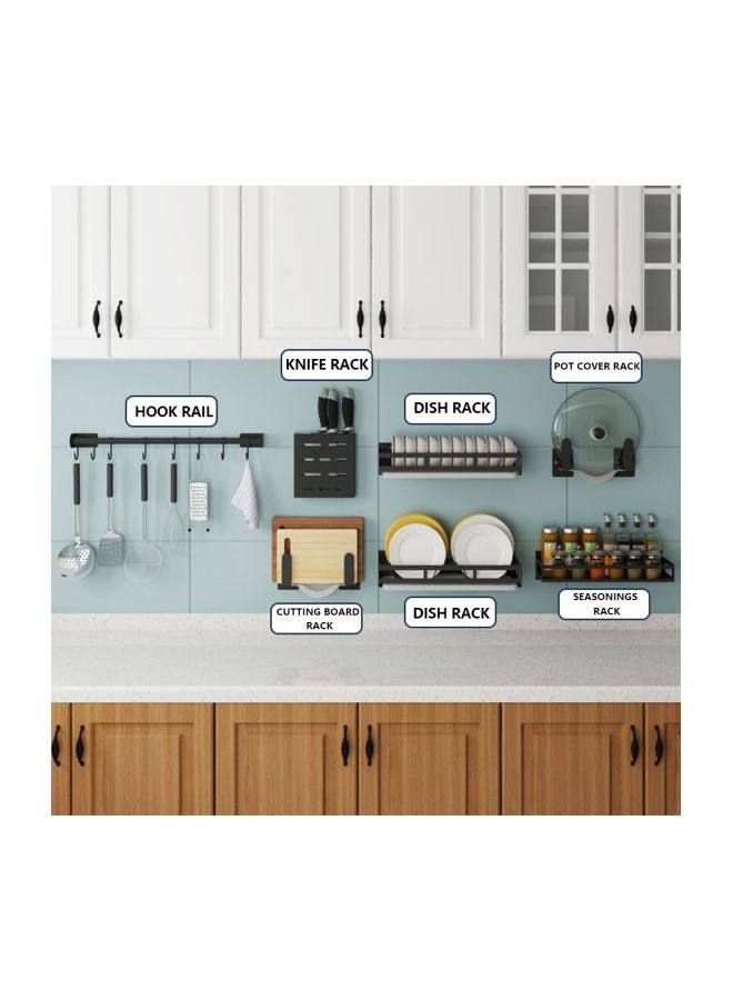 اليشمك حامل لأدوات المطبخ يُثبت على الحائط أسود/فضي 60x7.4x4.5سم - Image 2