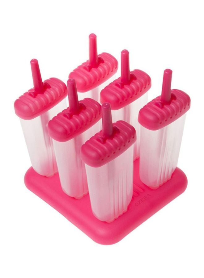 6-Piece Ice Cream Popsicle Molds Pink/Clear 14.8x14.8cm - Image 2