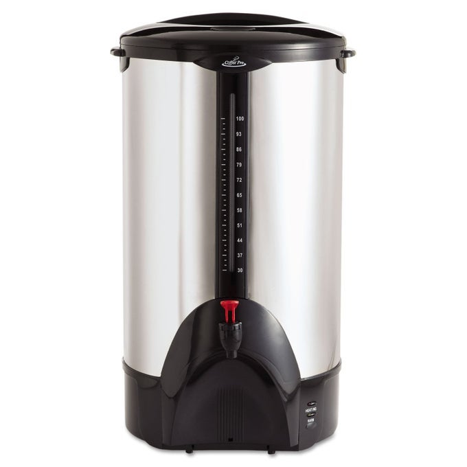 CP100 100CUP PERCOLATING URN WITH CARRY HANDLES DOUBLE WALL INSULATION STAINLESS STEEL