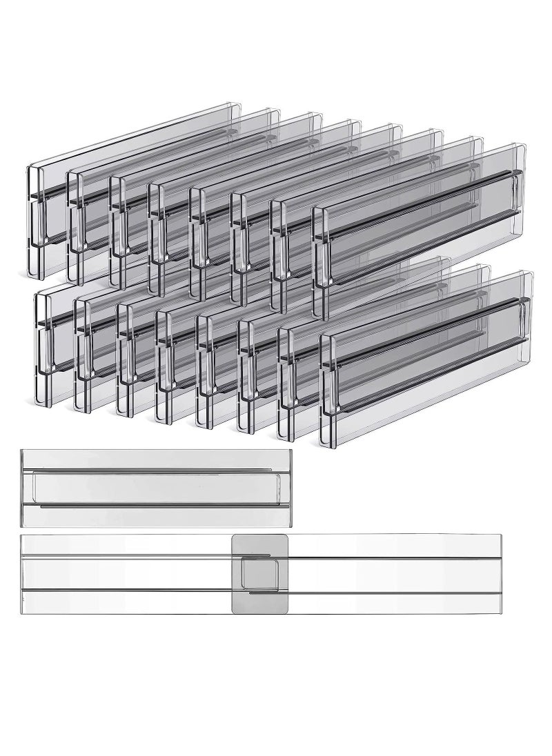 Arabest Drawer Dividers Organizers 8 Pack, U HOOME Adjustable 3.2" High Expandable from 11.5-21.7" Kitchen Drawer Organizer for Clothing, Plastic Drawers Separators for Kitchen Utensils and Office (Grey)  - Image 1