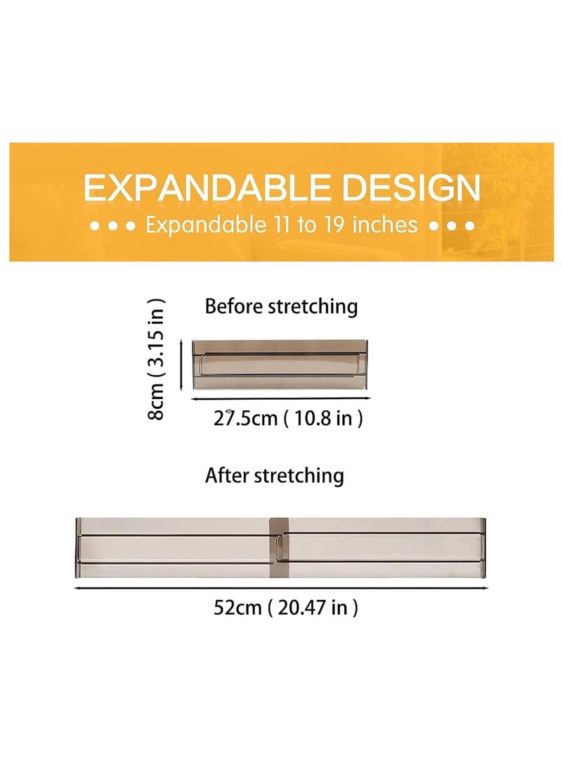 Arabest Drawer Dividers Organizers 8 Pack, U HOOME Adjustable 3.2" High Expandable from 11.5-21.7" Kitchen Drawer Organizer for Clothing, Plastic Drawers Separators for Kitchen Utensils and Office (Grey)  - Image 2