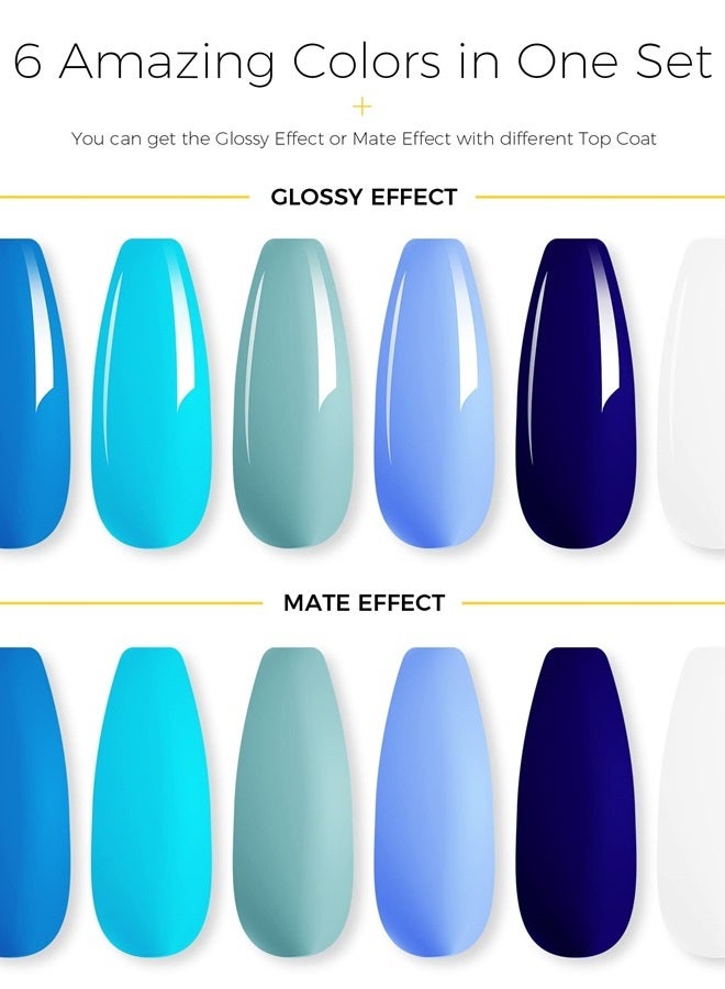 BURANO Poly Extension Nail Gel Kit, 6 Tubes Blue Colors Nail Poly Nails Builder Gel Set for Beginner, Poly Nail Gel Kits Home DIY Nail Design Set - Image 4