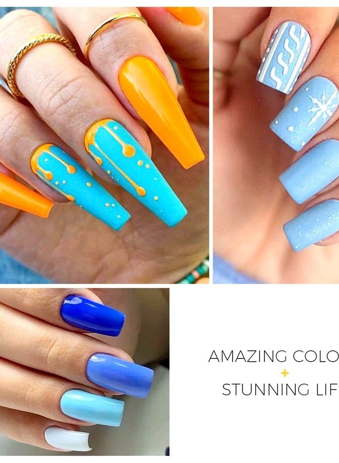 BURANO Poly Extension Nail Gel Kit, 6 Tubes Blue Colors Nail Poly Nails Builder Gel Set for Beginner, Poly Nail Gel Kits Home DIY Nail Design Set - Image 2