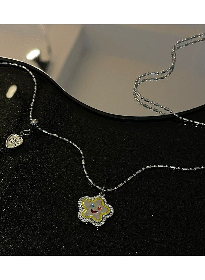 Goolsky Colorful Smiley Flower Necklace – Playful Heart Pendant Chain | Y2K Street Style Choker for Hoodies & Tees - Image 3