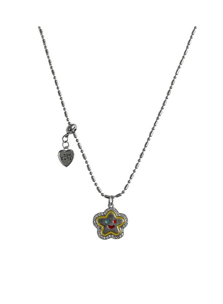 Goolsky Colorful Smiley Flower Necklace – Playful Heart Pendant Chain | Y2K Street Style Choker for Hoodies & Tees - Image 5