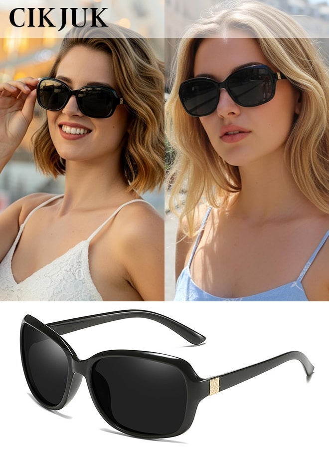 CIKJUK Polarized Sunglasses for Men Women Vintage Square Men's Women's Sunglass Fashion Mens Sun Glasses UV400 Protection Shades Travel Driving Daily Sun Glas Black - Image 1