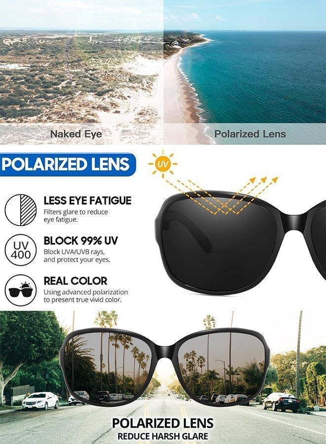 CIKJUK Polarized Sunglasses for Men Women Vintage Square Men's Women's Sunglass Fashion Mens Sun Glasses UV400 Protection Shades Travel Driving Daily Sun Glas Black - Image 2