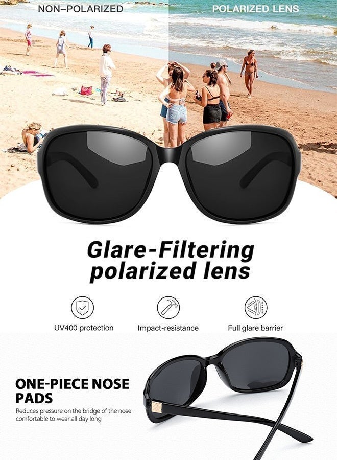 CIKJUK Polarized Sunglasses for Men Women Vintage Square Men's Women's Sunglass Fashion Mens Sun Glasses UV400 Protection Shades Travel Driving Daily Sun Glas Black - Image 3