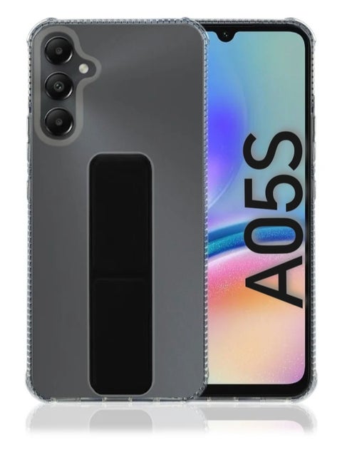 Case Cover For Samsung Galaxy A05S With Magnetic Hand Grip 3 in 1 Clear / Black