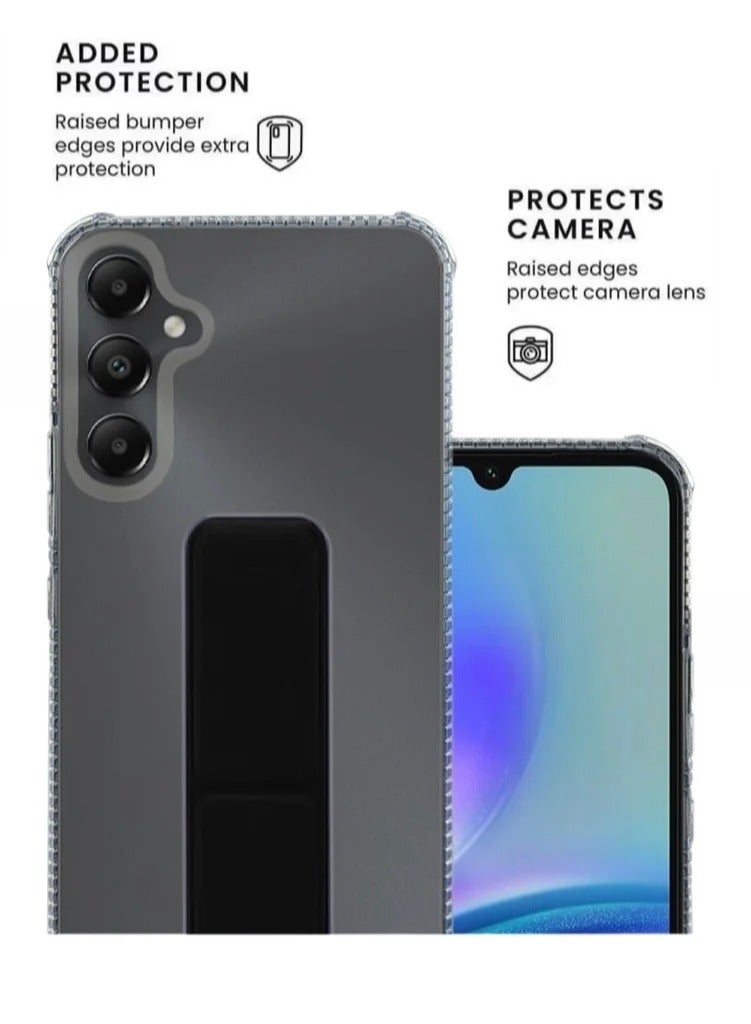 Case Cover For Samsung Galaxy A05S With Magnetic Hand Grip 3 in 1 Clear / Black