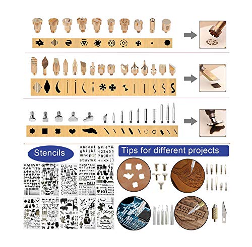 Calegency 112PCS Calegency Wood Burning Kit-Wood Burning Tool Set with Digital LCD Display Pyrography Pen Adjustable Temperature and Embossing/Carving/Soldering/Engraving Tips for Wooden Crafts - Image 5