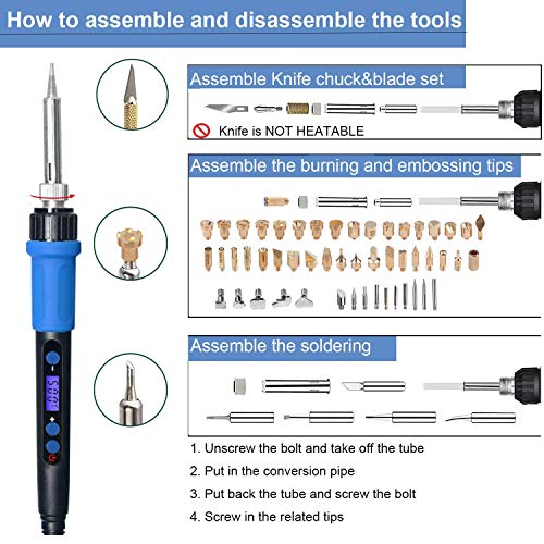Calegency 112PCS Calegency Wood Burning Kit-Wood Burning Tool Set with Digital LCD Display Pyrography Pen Adjustable Temperature and Embossing/Carving/Soldering/Engraving Tips for Wooden Crafts - Image 3