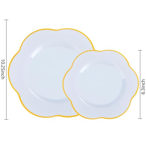 Liacere 50PCS Light Blue Plastic Plates - Heavy Duty Ice Blue Disposable Plates - Blue and Gold Plastic Plates Include 25PCS Blue Dinner Plates, 25PCS Blue Dessert Plates for Baby Shower&Spring&Party - Image 3